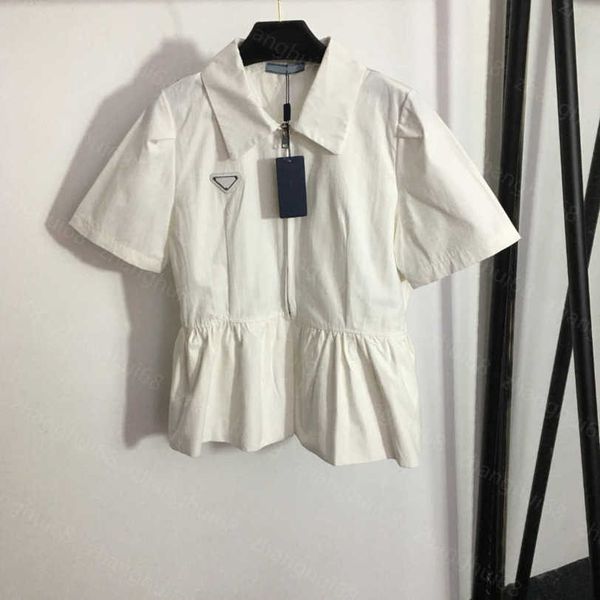 23ss womens designer clothing high neck blouse women shirt half zip lapel short sleeve doll shirt women clothes a1, White
23ss womens designer clothing high neck blouse women shirt half zip lapel short sleeve doll shirt women clothes a1, White