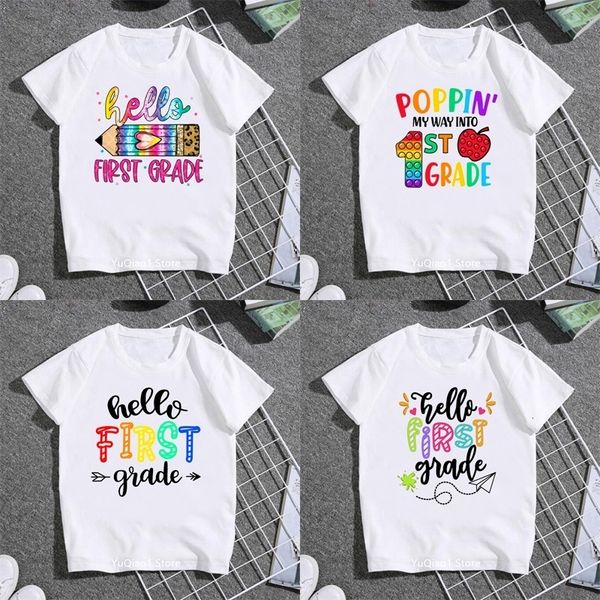 clothing sets hello first grade t shirt children funny day back to shool tshirts summer lovely gift teen's tees white 230630
clothing sets hello first grade t shirt children funny day back to shool tshirts summer lovely gift teen's tees white 230630