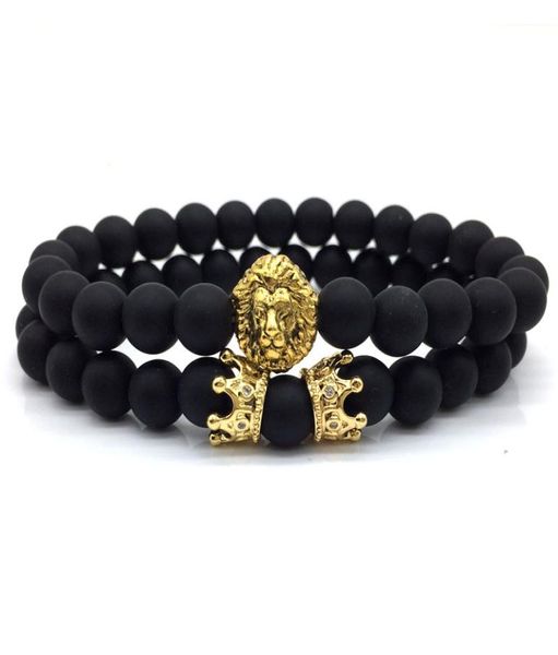 2pcsset 2018 new fashion lion crown couple charm with lava bead bracelet sets for men wristband jewelry accessories8433140, Golden;silver
2pcsset 2018 new fashion lion crown couple charm with lava bead bracelet sets for men wristband jewelry accessories8433140, Golden;silver