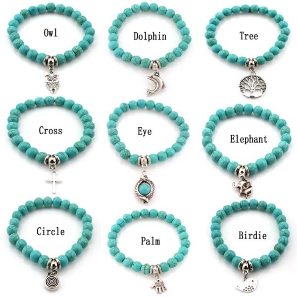 fashion turquoise beads bracelets tree owl dolphin cross palm charm bracelets for man women jewelry accessories, Golden;silver
fashion turquoise beads bracelets tree owl dolphin cross palm charm bracelets for man women jewelry accessories, Golden;silver