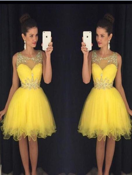 2020 new short yellow homecoming dresses illusion crystal beads tulle sleeveelss knee length party graduation formal plus size coc6124217, Blue;pink
2020 new short yellow homecoming dresses illusion crystal beads tulle sleeveelss knee length party graduation formal plus size coc6124217, Blue;pink