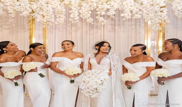 plus size simple white bridesmaid dresses off shoulder satin ruched split long wedding guest maid of honor dresses 03252713408, White;pink
plus size simple white bridesmaid dresses off shoulder satin ruched split long wedding guest maid of honor dresses 03252713408, White;pink