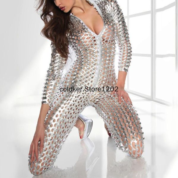 women's jumpsuits rompers women mesh hole zipper faux patent leather tight jumpsuit nightclub bodysuit great for party club outfits per, Black;white
women's jumpsuits rompers women mesh hole zipper faux patent leather tight jumpsuit nightclub bodysuit great for party club outfits per, Black;white