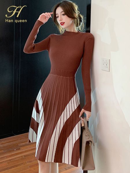 urban dresses h han queen autumn colorblock stripes knitted women's a line sweater dress fashion bottom layer pleated office vestidos 2, White;black
urban dresses h han queen autumn colorblock stripes knitted women's a line sweater dress fashion bottom layer pleated office vestidos 2, White;black
