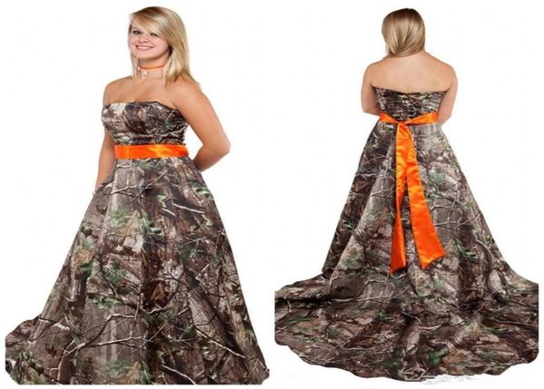 new camo wedding dress with orange sash strapless corset back plus size camo themed forest country camouflage bridal gowns 255452, White
new camo wedding dress with orange sash strapless corset back plus size camo themed forest country camouflage bridal gowns 255452, White