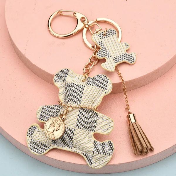 luxury plaid bear keychain classic exquisite designer leather car keyring zinc alloy lanyard, Silver
luxury plaid bear keychain classic exquisite designer leather car keyring zinc alloy lanyard, Silver