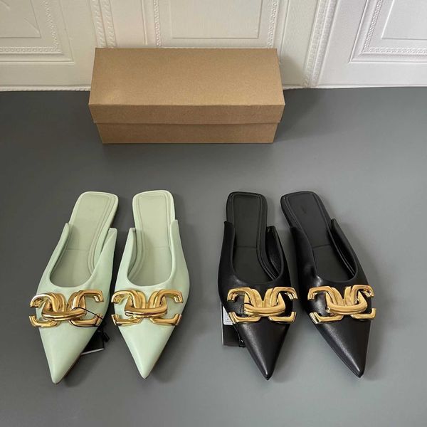 za2023 summer new pointed sandals half slippers wearing one step outer flat women's shoes, Black
za2023 summer new pointed sandals half slippers wearing one step outer flat women's shoes, Black