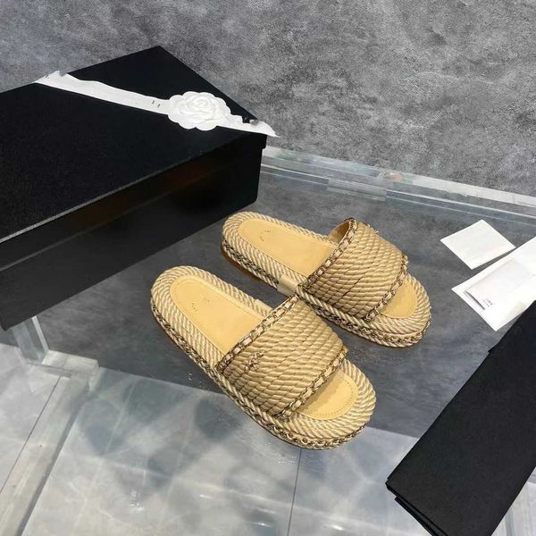 high version c family small fragrant wind slippers 2022 new thick chain woven flat bottom one-line sandals for women, Black
high version c family small fragrant wind slippers 2022 new thick chain woven flat bottom one-line sandals for women, Black