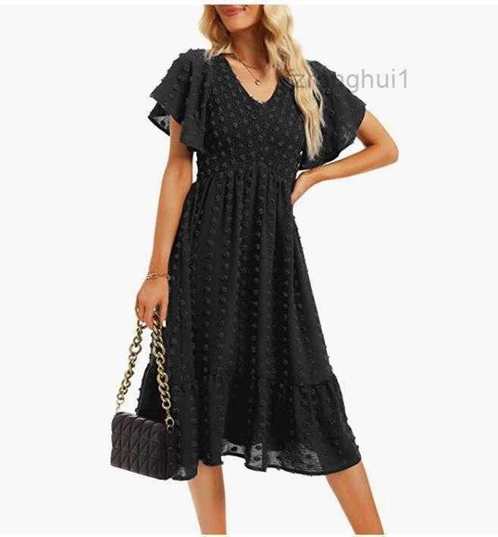 designer dress summer casual dress pleated v-neck short sleeve swiss dot a-line bohemian flowing long clothing 3 yuwa, Black;gray
designer dress summer casual dress pleated v-neck short sleeve swiss dot a-line bohemian flowing long clothing 3 yuwa, Black;gray