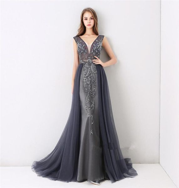 2018 elegant navy tulle crystals prom dresses v neck detachable train evening gowns custom beads evening dresses vestidos formales1966219, Black
2018 elegant navy tulle crystals prom dresses v neck detachable train evening gowns custom beads evening dresses vestidos formales1966219, Black