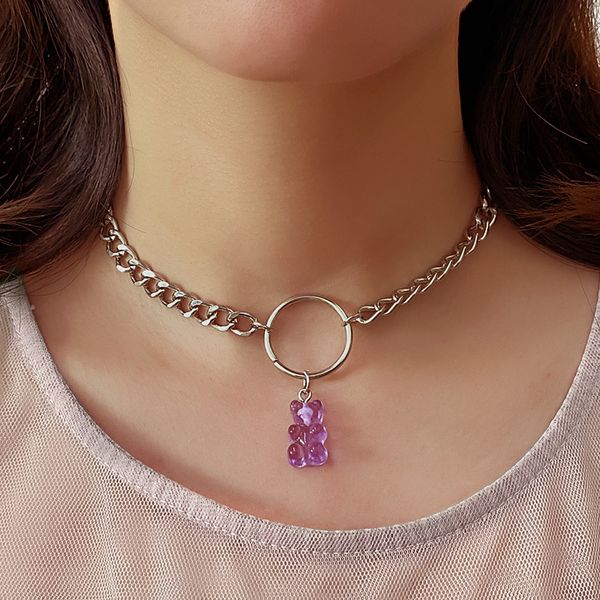 cute colorful gummy bear pendant necklaces for women christmas gift cool punk girl hip hop choker, Silver
cute colorful gummy bear pendant necklaces for women christmas gift cool punk girl hip hop choker, Silver