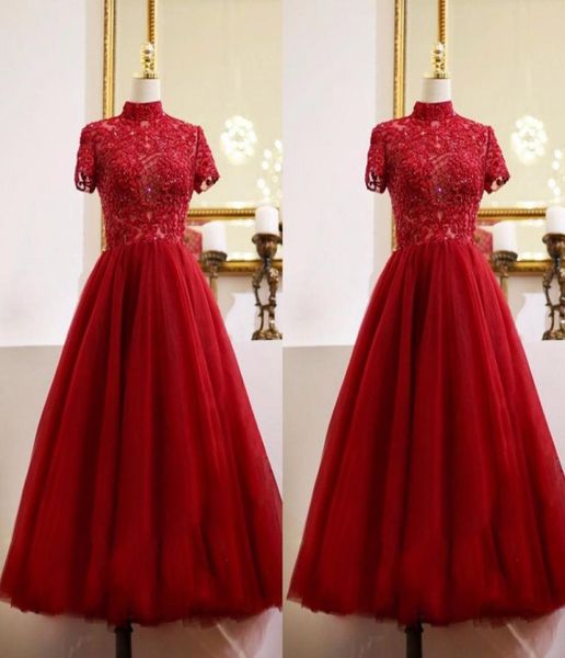 2021 red tea length evening gowns formal dress short sleeves high neck lace beaded women special occasion dress party prom homecom1993232, Black;red
2021 red tea length evening gowns formal dress short sleeves high neck lace beaded women special occasion dress party prom homecom1993232, Black;red