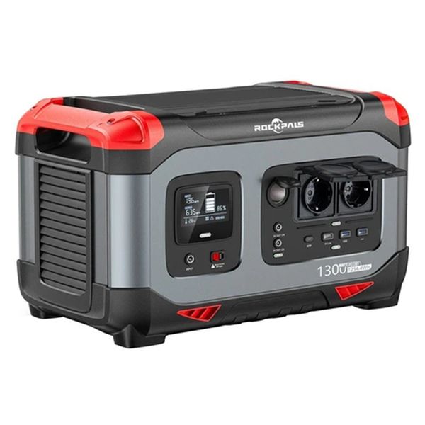 rockpals rp1300 portable power station, 1254.4wh lifepo4 battery solar generator, 1300w ac outlets, peak 2000w, 9 outputs
rockpals rp1300 portable power station, 1254.4wh lifepo4 battery solar generator, 1300w ac outlets, peak 2000w, 9 outputs