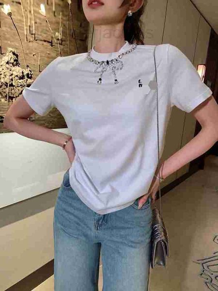 women's t-shirt designer new studded diamond bow round neck short sleeve off shoulder white t-shirt casual versatile no2m
women's t-shirt designer new studded diamond bow round neck short sleeve off shoulder white t-shirt casual versatile no2m