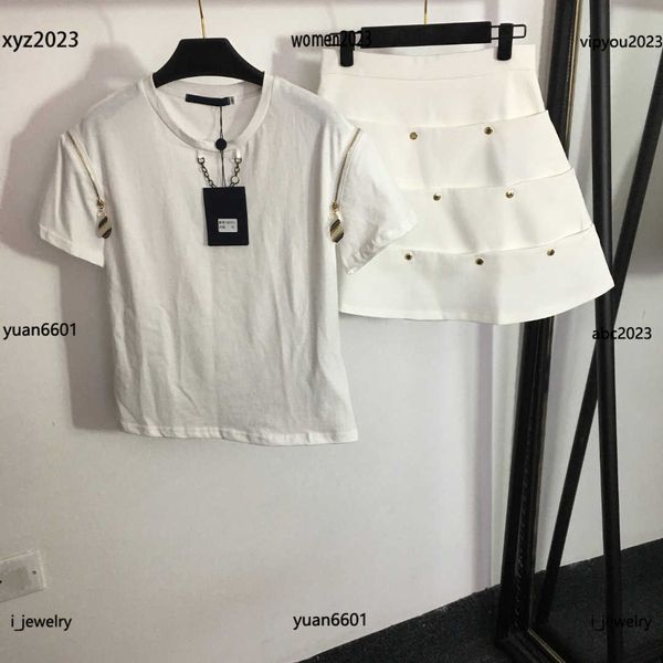 womens designer clothing two piece dress size s-l zipper stitching t-shirt and layered rivet decoration a-line short skirt june28, White
womens designer clothing two piece dress size s-l zipper stitching t-shirt and layered rivet decoration a-line short skirt june28, White