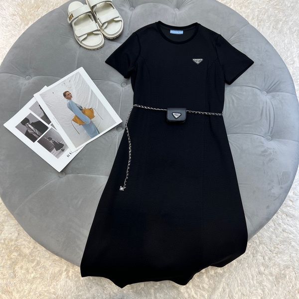 woman clothing casual dresses short sleeve summer womens dress belt chain decoration style with budge designer lady skirt, Black;gray
woman clothing casual dresses short sleeve summer womens dress belt chain decoration style with budge designer lady skirt, Black;gray