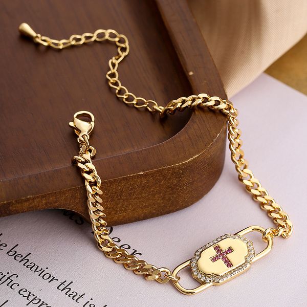 classic design cz micro pave cross heart charm bracelet for women gift, Golden;silver
classic design cz micro pave cross heart charm bracelet for women gift, Golden;silver