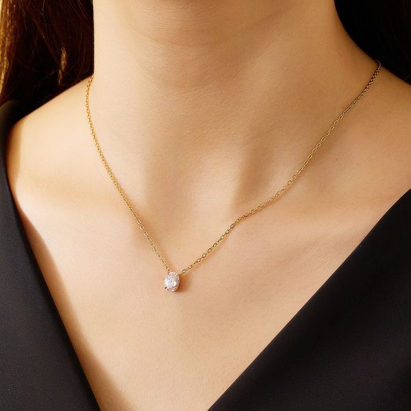 net red the same niche design stainless steel collarbone chain female gold-plated color zircon necklace, Silver
net red the same niche design stainless steel collarbone chain female gold-plated color zircon necklace, Silver