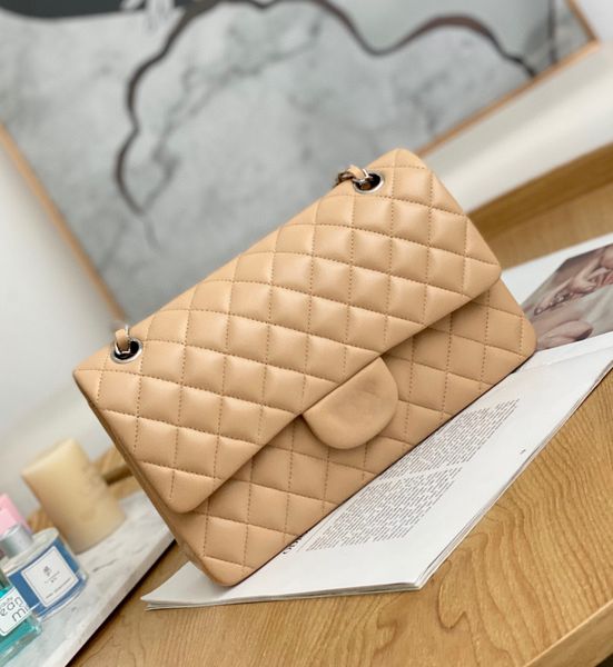 

high grade 10a mirror quality cf bag shoulder bags classic 25.5cm sheepskin diamond lattice flap bag designer women chain cross body bags lu