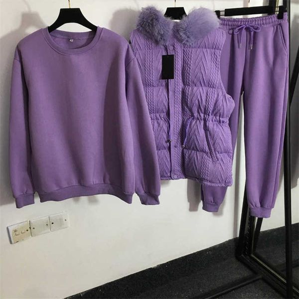 autumn women warmth three piece set padded long-sleeved sweatshirt hooded vest removable fur collar casual pants 5 color womens designer clo, White
autumn women warmth three piece set padded long-sleeved sweatshirt hooded vest removable fur collar casual pants 5 color womens designer clo, White