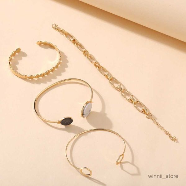 charm bracelets and fashion bracelet creative marble-embedded thick chain bracelet set 4-piece se r230701, Golden;silver
charm bracelets and fashion bracelet creative marble-embedded thick chain bracelet set 4-piece se r230701, Golden;silver