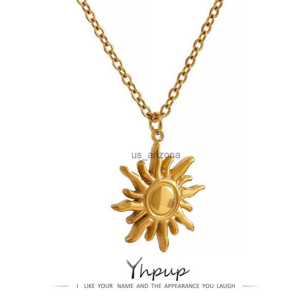 yhpup stainless steel golden casting sun pendant necklace waterproof simple fashion metal texture trendy jewelry for woman l230620, Silver
yhpup stainless steel golden casting sun pendant necklace waterproof simple fashion metal texture trendy jewelry for woman l230620, Silver