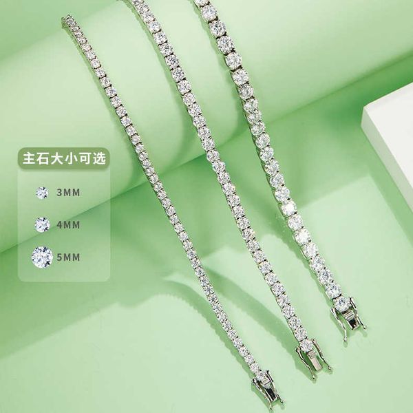 bangle chain 3mm s925 silver plated 18k white gold full set tennis chain bracelet, Black