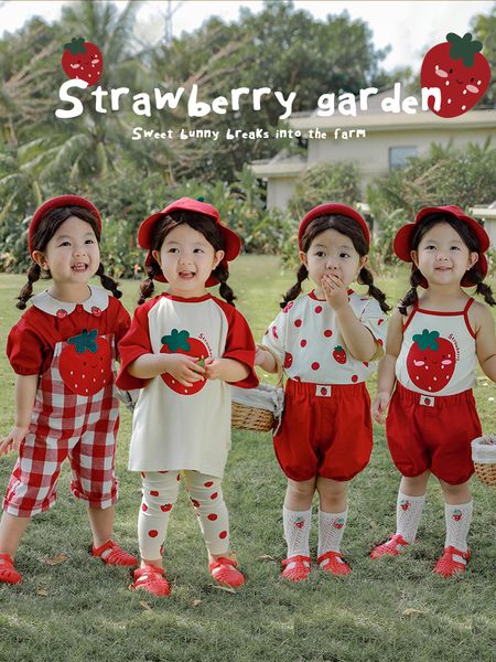clothing sets girls' summer strawberry series suit cute raglan sleeve tshirt baby fashion casual checked suspenders 230630, White
clothing sets girls' summer strawberry series suit cute raglan sleeve tshirt baby fashion casual checked suspenders 230630, White