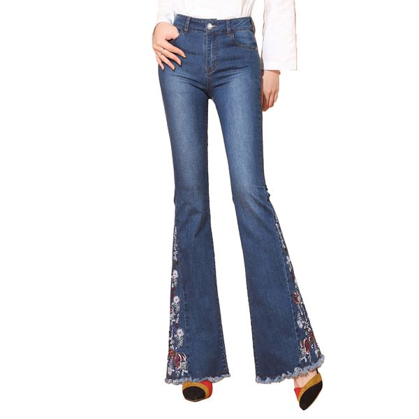 women's jeans women denim flare pants vintage stretch elastic bell bottoms waist bodycon trousers flower embroidery skinny joggers 2306, Blue
women's jeans women denim flare pants vintage stretch elastic bell bottoms waist bodycon trousers flower embroidery skinny joggers 2306, Blue