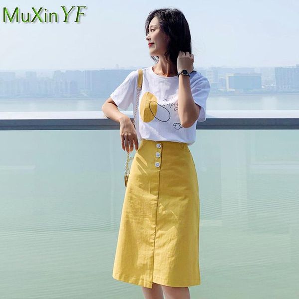 dress women's summer leisure clothing set 2021 korean girls student tshirt skirts suit lady sweet letter short sleeve yellow dresses, White
dress women's summer leisure clothing set 2021 korean girls student tshirt skirts suit lady sweet letter short sleeve yellow dresses, White
