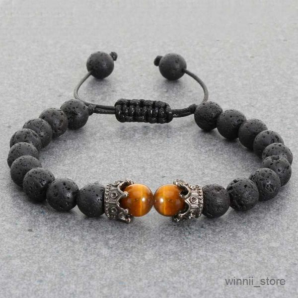 charm bracelets black stone crown charm beads bracelet for men women braided bracelets handmade adjustable elastic jewelry r230701, Golden;silver
charm bracelets black stone crown charm beads bracelet for men women braided bracelets handmade adjustable elastic jewelry r230701, Golden;silver