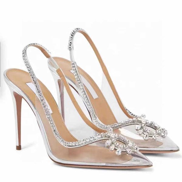 women's summer new pvc transparent rhinestone high shoes pointed back hollow fashion slim heel sandals for women, Black
women's summer new pvc transparent rhinestone high shoes pointed back hollow fashion slim heel sandals for women, Black