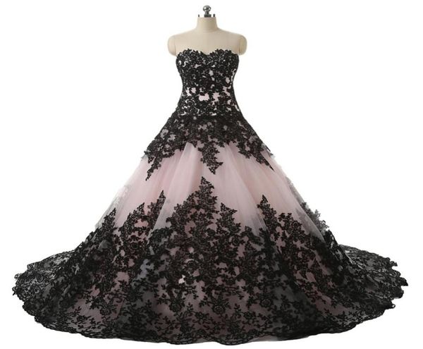 blushing pink black gothic ball gown wedding dresses sweetheart lace appliques vintage bridal gowns non white wedding colorful2310249
blushing pink black gothic ball gown wedding dresses sweetheart lace appliques vintage bridal gowns non white wedding colorful2310249