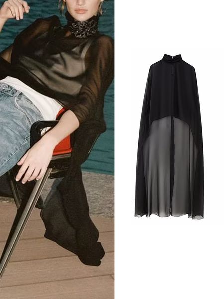 women's tanks camis traf fashion women asymmetric tulle cape coats 2023 summer thin solid loose long cloak custom shawls 230630, White
women's tanks camis traf fashion women asymmetric tulle cape coats 2023 summer thin solid loose long cloak custom shawls 230630, White