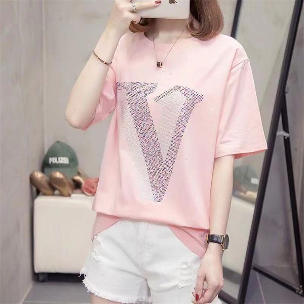 women shirt cotton t shirt women short sleeve shiny diamond summer fashion t-shirt woman clothes tshirt tee shirt femme girl designer cloth, White
women shirt cotton t shirt women short sleeve shiny diamond summer fashion t-shirt woman clothes tshirt tee shirt femme girl designer cloth, White