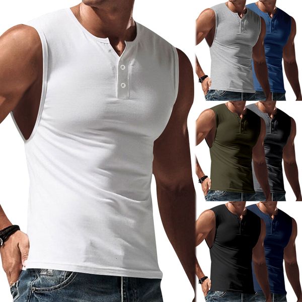men' tank summer selling henley shirt solid color vest casual sports tshirt fitness muscle custom 6xl 230630, White;black
men' tank summer selling henley shirt solid color vest casual sports tshirt fitness muscle custom 6xl 230630, White;black