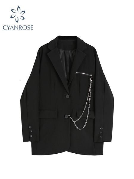 women's suits blazers autumn winter elegant black gothic blazer jacket casual fashion solid double breasted pocket chain coat streetwea, White;black
women's suits blazers autumn winter elegant black gothic blazer jacket casual fashion solid double breasted pocket chain coat streetwea, White;black