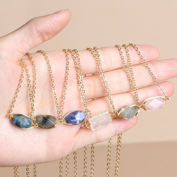 copper wire wrap natural stone pendant rose quartzs crystal labradorite necklace for women jewelry gift, Silver
copper wire wrap natural stone pendant rose quartzs crystal labradorite necklace for women jewelry gift, Silver