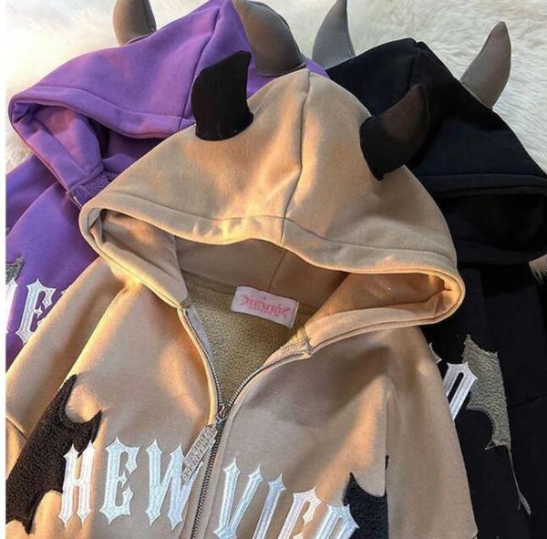 men's hoodies sweatshirts hip hop dark bat wing devil horn gothic zip up hoodie jacket men women oversized sweatshirt kawaii clothes ha, Black
men's hoodies sweatshirts hip hop dark bat wing devil horn gothic zip up hoodie jacket men women oversized sweatshirt kawaii clothes ha, Black