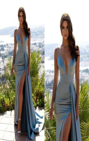 ice blue high side split mermaid evening dresses spaghetti straps v neck pleats ruffles sweep train party prom gowns custom m3013651, Black
ice blue high side split mermaid evening dresses spaghetti straps v neck pleats ruffles sweep train party prom gowns custom m3013651, Black