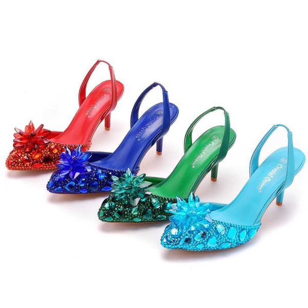 7cm gold shallow mouthed pointed rhinestone glass flower thin heel sandals large size bride's wedding banquet women's shoes, Black
7cm gold shallow mouthed pointed rhinestone glass flower thin heel sandals large size bride's wedding banquet women's shoes, Black