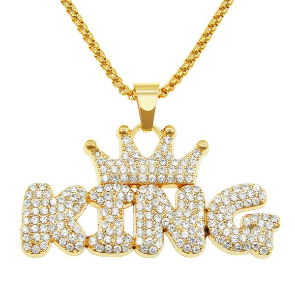 hip hop rapper shiny diamond pendant gold necklace crown king full zircon pendant personality creative copper micro-inset zircon jewelry 75c, Silver
hip hop rapper shiny diamond pendant gold necklace crown king full zircon pendant personality creative copper micro-inset zircon jewelry 75c, Silver