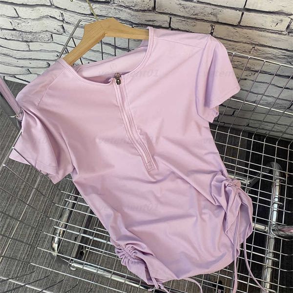 fashion t shirt designer clothes women half-zip drawstring yoga tshirt female slim quick dry short-sleeved yoga clothes womens sport, White
fashion t shirt designer clothes women half-zip drawstring yoga tshirt female slim quick dry short-sleeved yoga clothes womens sport, White