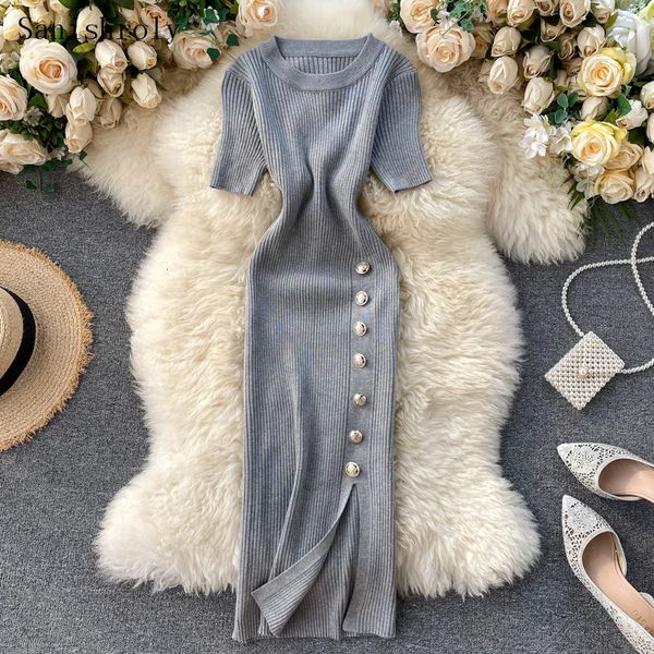 basic casual dresses sanishroly spring autumn women short sleeve long split button knitted dress female bodycon vestidos cd055 230701, Black;gray
basic casual dresses sanishroly spring autumn women short sleeve long split button knitted dress female bodycon vestidos cd055 230701, Black;gray