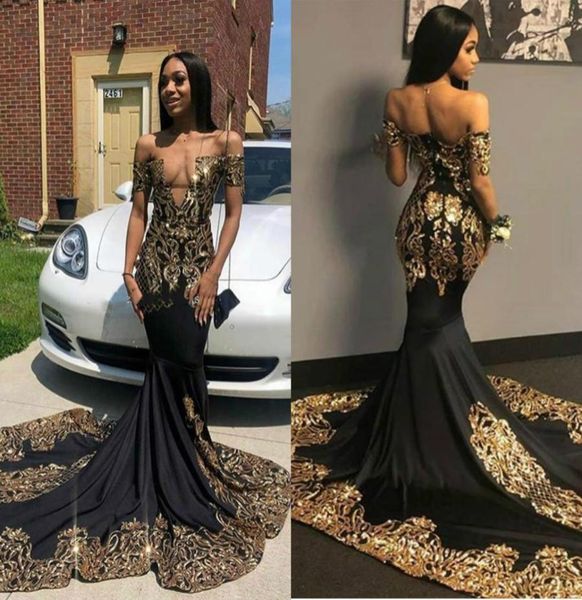 2020 african black evening dresses with gold appliques sequins v neck short sleeve mermaid prom dress sweep train satin formal gow5704641, Black;red
2020 african black evening dresses with gold appliques sequins v neck short sleeve mermaid prom dress sweep train satin formal gow5704641, Black;red