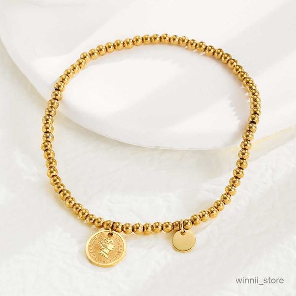 charm bracelets wild classic stainless steel beaded bracelet for women portrait coin pendant jewelry r230701, Golden;silver
charm bracelets wild classic stainless steel beaded bracelet for women portrait coin pendant jewelry r230701, Golden;silver
