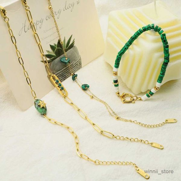 charm bracelets wild green natural stone bracelets for women stainless steel trendy charms jewelry set r230701, Golden;silver
charm bracelets wild green natural stone bracelets for women stainless steel trendy charms jewelry set r230701, Golden;silver