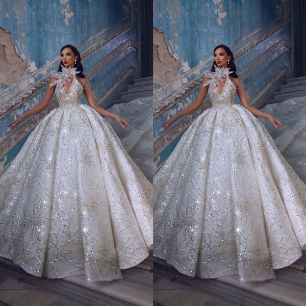 sparkling sequined wedding dresses ball gown v neck sleeveless applique bridal dress custom made gowns, White
sparkling sequined wedding dresses ball gown v neck sleeveless applique bridal dress custom made gowns, White