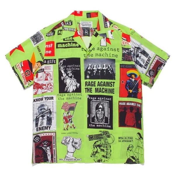 men s tracksuits wacko maria poster pattern loose print rage against the machine hawaiian casual beach short sleeve shirt 230701, Gray
men s tracksuits wacko maria poster pattern loose print rage against the machine hawaiian casual beach short sleeve shirt 230701, Gray