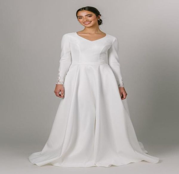 2021 simple aline satin modest wedding dresses bridal gowns v neck long sleeves custom made elegant8862051, White
2021 simple aline satin modest wedding dresses bridal gowns v neck long sleeves custom made elegant8862051, White
